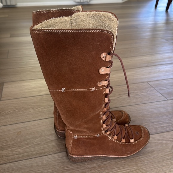 Y2K Timberland MOORELAND HOLLACE Women 7.5 Tall Lace Up Suede Leather Boots - Picture 3 of 12